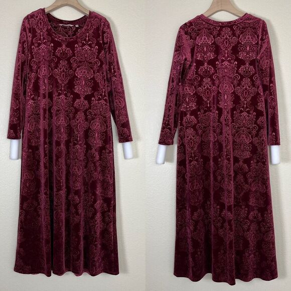 Soft Surroundings Womens Size XS Petite Santiago Embossed Velvet Maxi Dress Boho - Picture 3 of 17